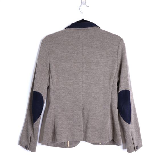 RAG & BONE Fitted Wool Strand Jacket Taupe Elbow Patch Women's M - Picture 3 of 12